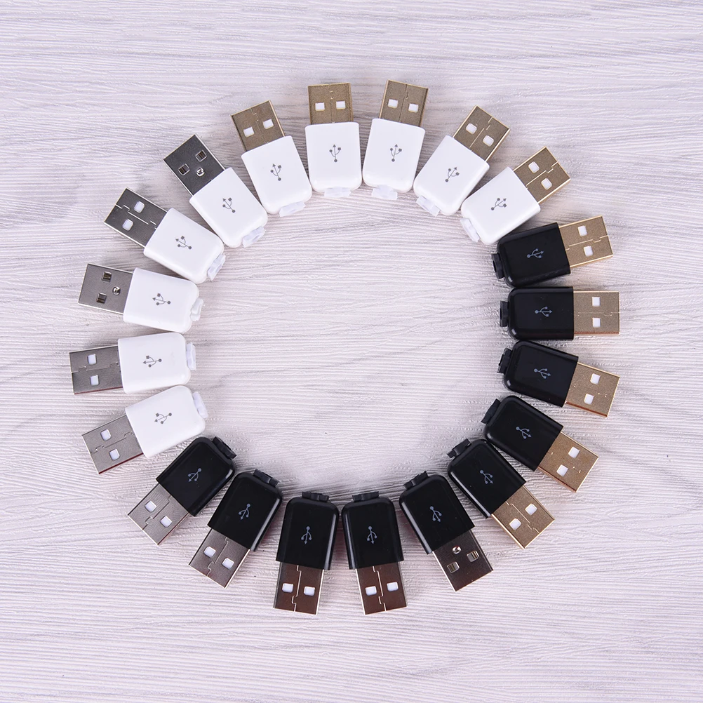 

10pcs/lot USB Male Assembly Replace Adapter Connector Plug Socket plastic covering line block DIY repair accessories