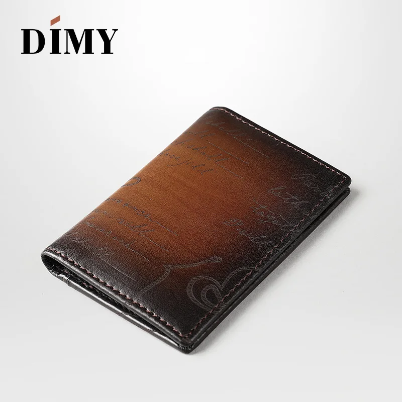 

DIMY Handmade Credit Card Holder Men 100% Cow Leather Billfold Wallet Porte Carte Bancaire Letter Business Card Holder Case Male
