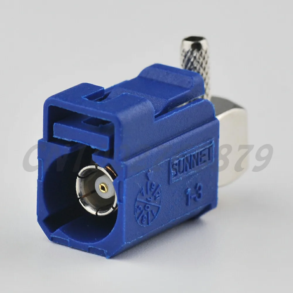 RF electrical Fakra crimp Jack connector C right angle blue for GPS telematics or navigation MFD2 RNS2 RNS-E MFD 2 VW 0295 | Обустройство