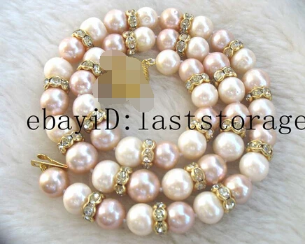 

Jewelr 006456 freshwater pearl white purple round zircon 9-10mm necklace 18