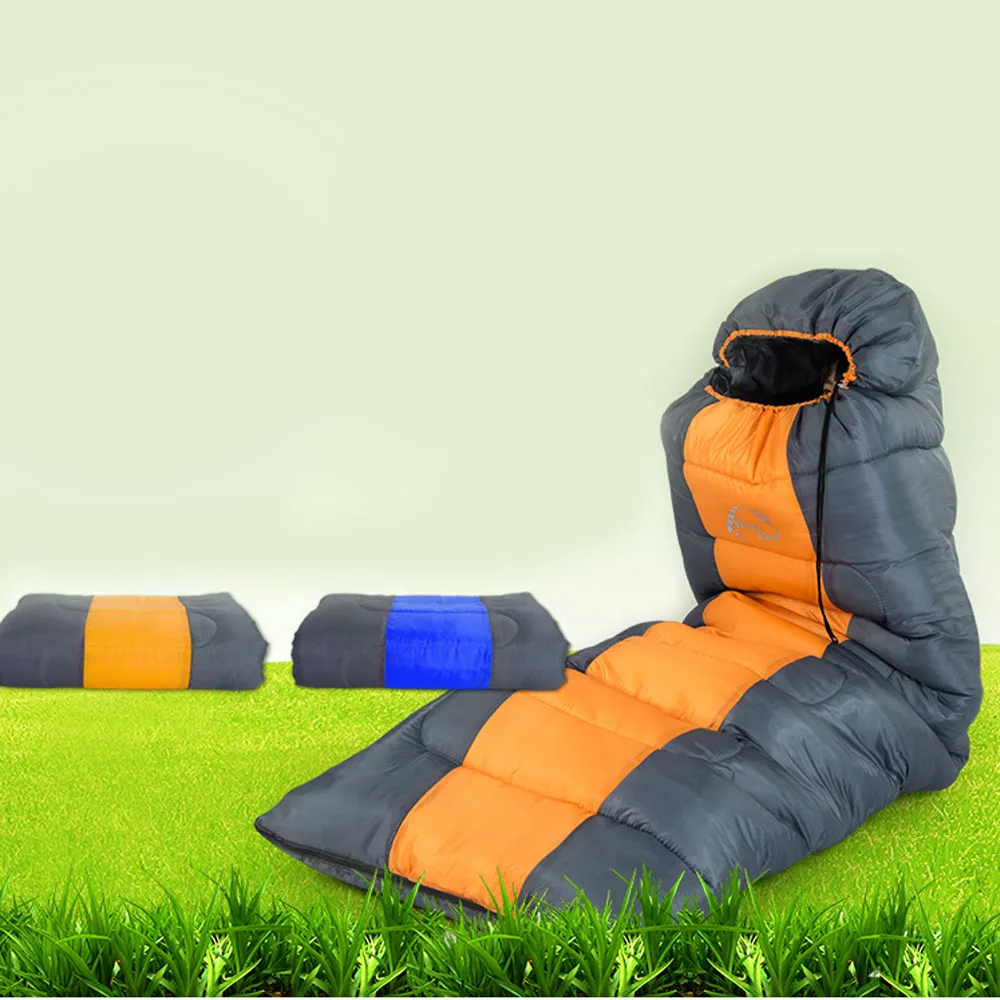 

Autumn&winter Camping Waterproof Sleeping Bags Envelope Type Outdoor Travel Thick Thermal Orange/Blue Sleeping Bag