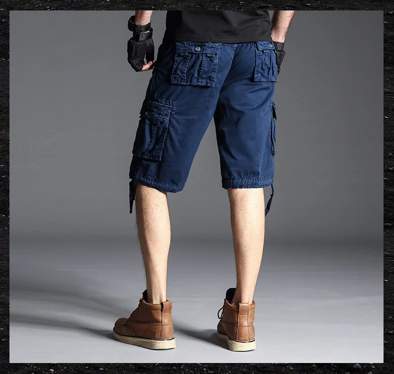 Для мужчин 2019 новые грузовые шорты летние модные однотонные шорты камуфляжные военные накладные карманы Брендовые мужские шорты Костюмы