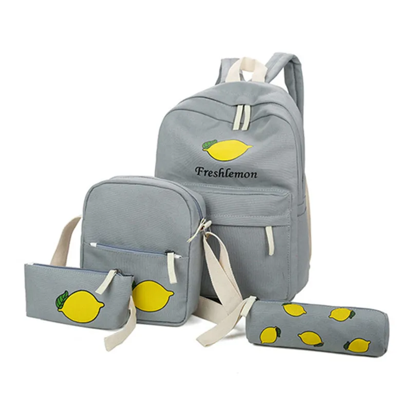 melhor 2018 Meninas Mochila Canvas 4 pçs set Mulheres Mochilas Escolares Mochila Para Adolescentes Meninos Mochila Livro Estudante Saco de Alta Qualidade