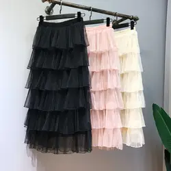 2019 полноразмерная Корейская многослойная юбка-пачка феи с темпераментом, новая многоярусная юбка с высокой талией