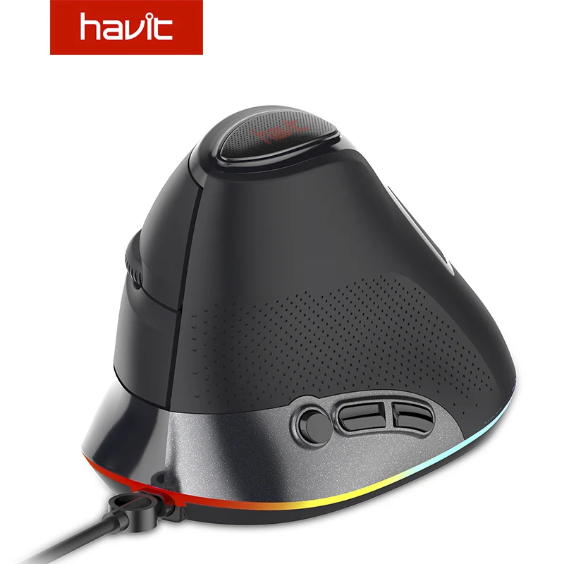 Havit вертикальный Мышь RGB подсветкой Проводная компьютерная мышь Точек на дюйм(800-1600-2400-3200-4800-6400) 6 кнопок для портативных ПК, Тетрадь - Color: Vertical Mouse