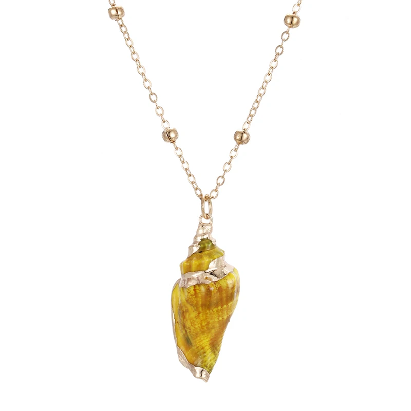 Женское золотистое подвесное ожерелье в богемном стиле, дизайн, натуральное пляжное ожерелье из ракушек для друзей, летний подарок для девочек - Окраска металла: yellow