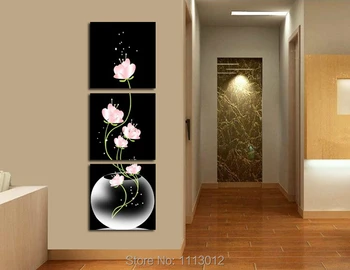 

Modern Cherry Tulips Spring Flower Oil Painting Wall Pictures For Living Room Home Decoration Abstract Art 3 Panel Set On Canvas