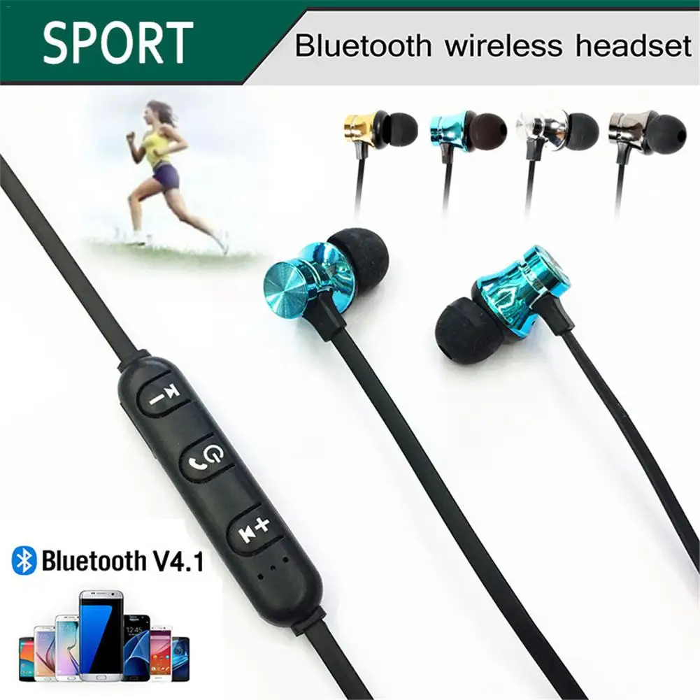 Беспроводная Магнитная гарнитура стерео Bluetooth 4 1 металлические спортивные
