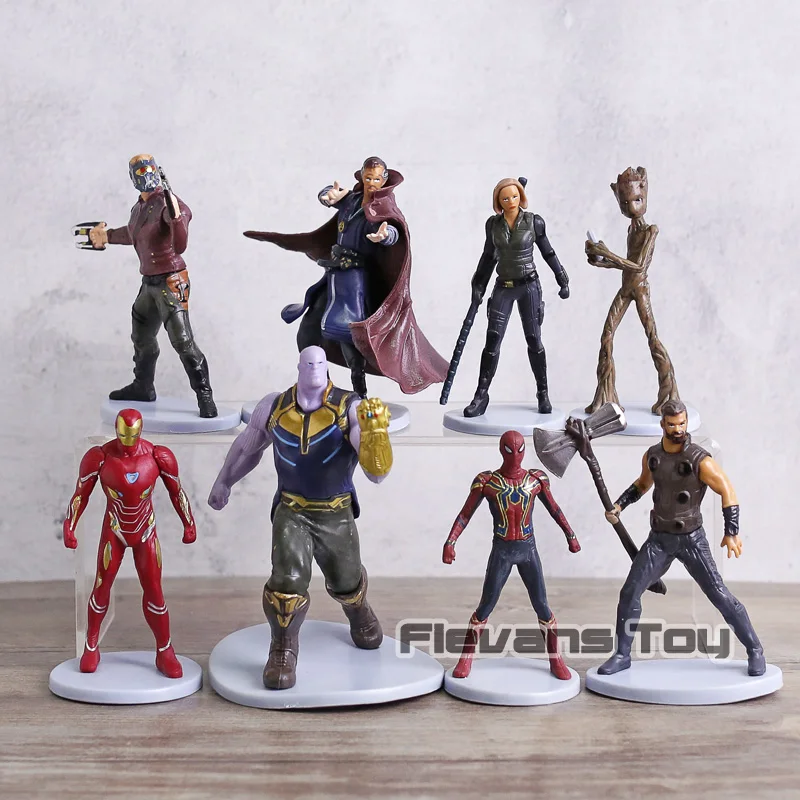 

Marvel Avengers Infinity War Action Figures Toys 8pcs/set Thanos Thor Spiderman Iron Man Star Lord Black Widow Doctor Strange