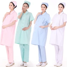Одежда для беременных женщин, медсестер, костюмы с короткими рукавами+ Кепка, женские аптеки, белые пальто, плюс жир, беременность, медсестры, рабочая одежда