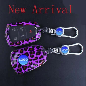 

17free shipping fashion style Car key case For Cadillac key leopard print style Car key holder for Cadillac key with gift box