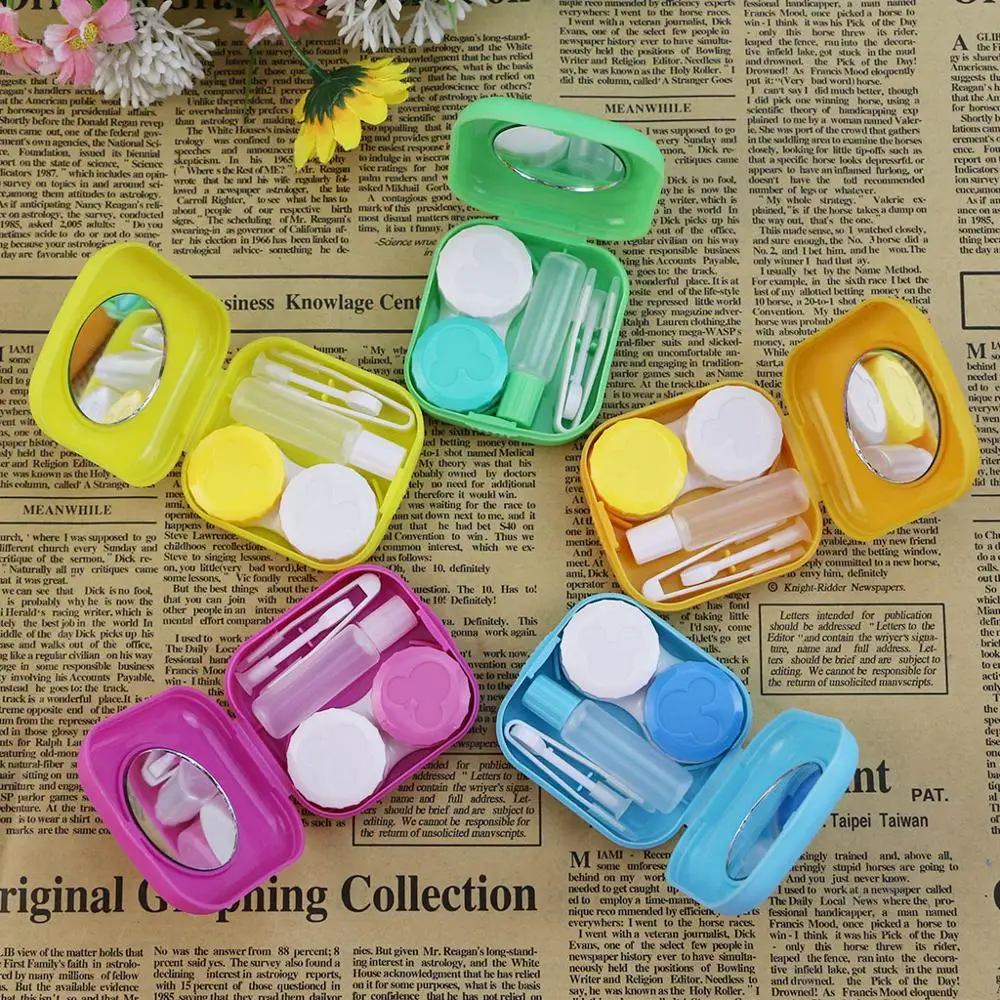 

Mini Mirror Contact Lens Travel Kit Easy Carry Case Storage Holder Container Box
