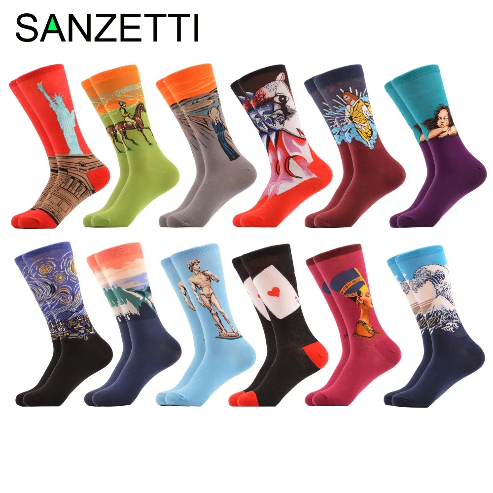 Popular Mens Christmas Socks-Buy Cheap Mens Christmas Socks Lots SANZETTI 12 pairs/lot Men's Colorful Christmas Socks Combed Cotton Crew Socks combination Casual Dress - Popular Mens Christmas Socks-Buy Cheap Mens Christmas Socks Lots