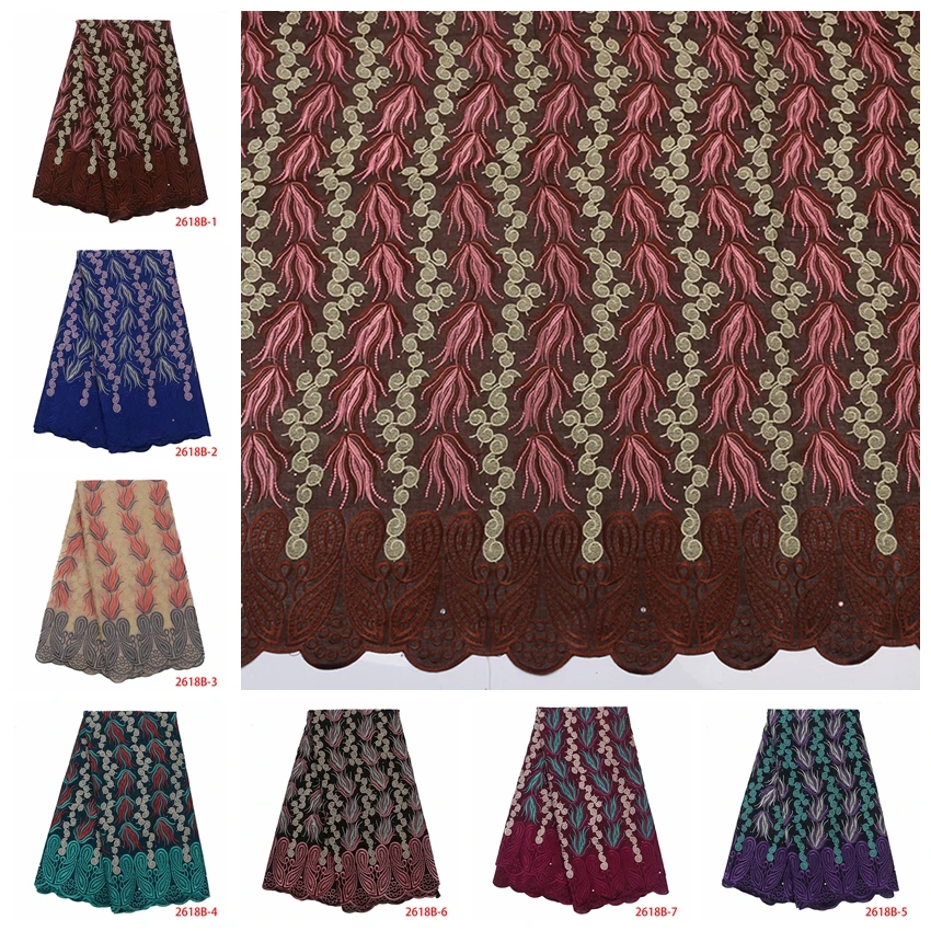 Швейцарская вуаль кружева в швейцарском стиле высокого качества Африканское сухое кружево нигерийская кружевная ткань с камнями для женщин платье KS2618B-3