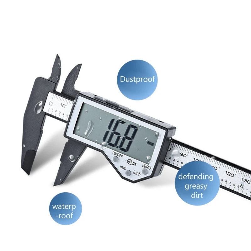 Цифровой водонепроницаемый штангенциркуль IP54 большой ЖК-экран из углеродного волокна ноньер 0-150 мм " Прямая поставка поддержка