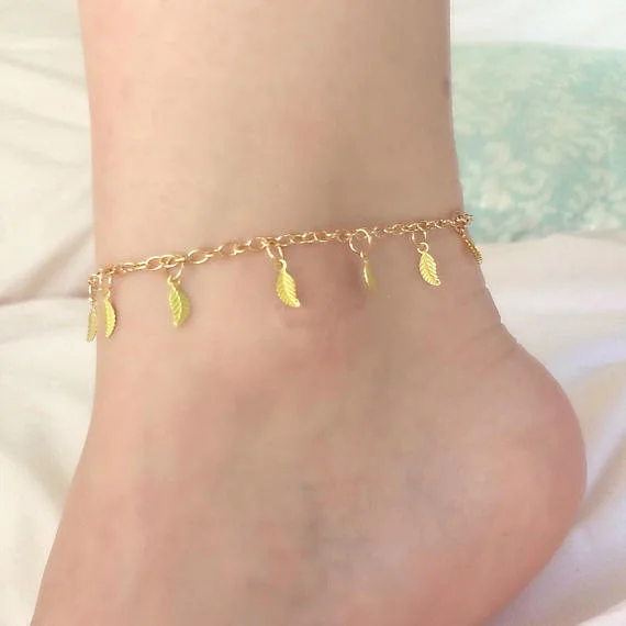 

TTMM New Leaves Drop Chain anklet bracelet foot jewelry For women F50