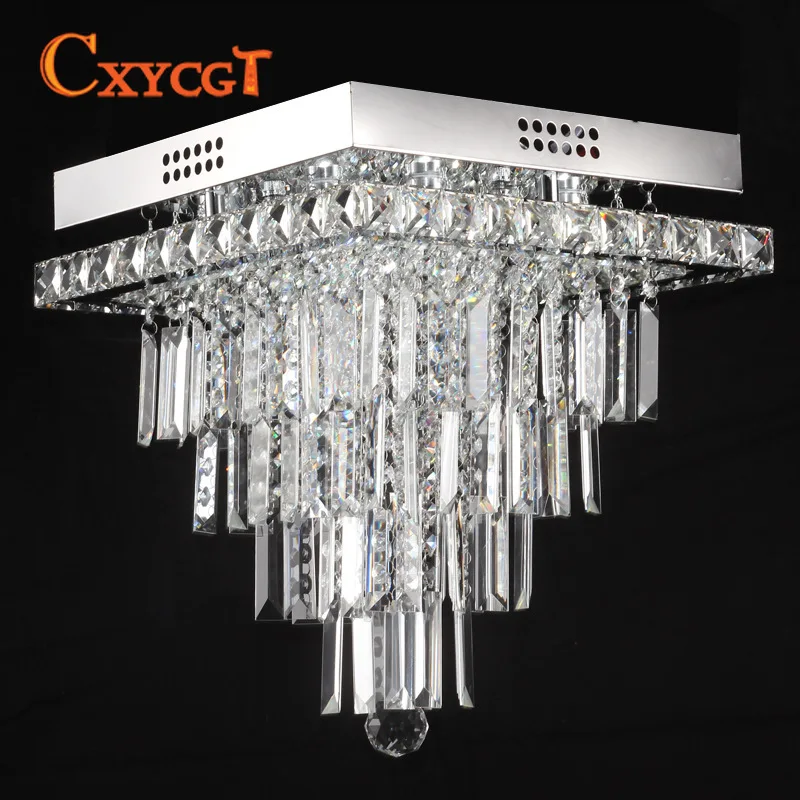 

Square LED Chandelier For Ceiling Luxury Flush Mount Crystal Lighting Fixtures Living Dining Room Lustres De Cristal