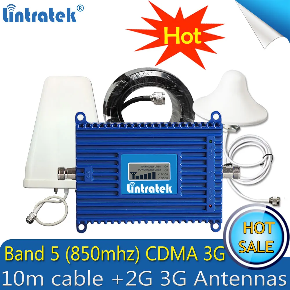 Ретранслятор Lintratek 3g 850 МГц усилитель сигнала сотового телефона GSM CDMA с антенной 2G