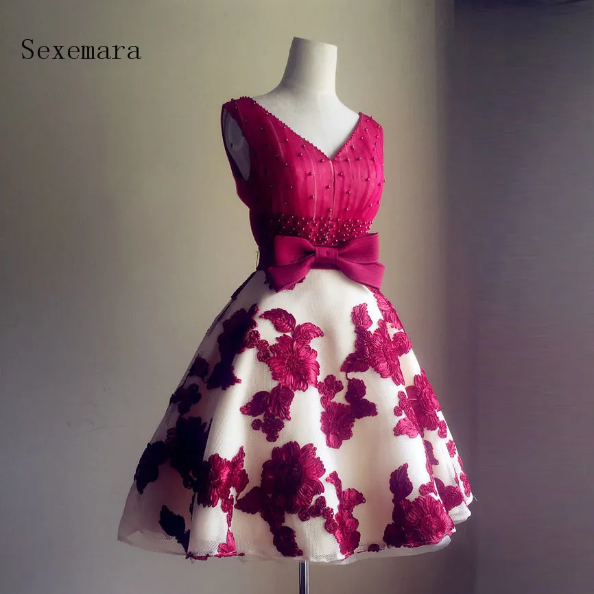 Платье Vestido De Noiva v-образным вырезом вечерние бальные платья Casamento нестандартного размера/цвет короткие кружевные нарядные платья