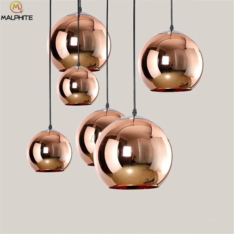 

Modern Nordic Plated Ball Pendant Light Living Room Bedroom Kitchen Fixtures Pendant Lamp Cafe Bar Industrial Lighting Luminaire