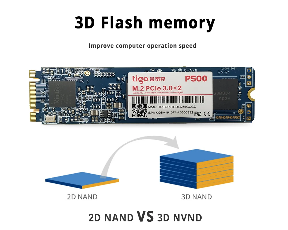 Tigo SSD M2 1 ТБ PCIe NVMe 2280 Внутренний твердотельный накопитель PCI-e 3,0x2 настольный ноутбук ПК P500