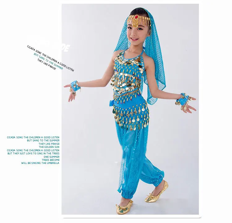 Новый ручной Дети танец живота костюмы комплект дети живота Танцы девушки Болливуд индийский Производительность костюмы весь набор 6