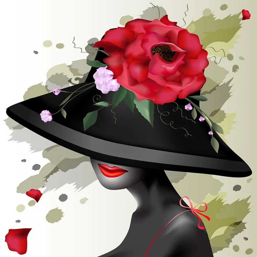 Fashion hat girl Diy Diamond embroidery Cross stitch kit Diamond painting 3d Diamond mosaic full Paste handcraft home decor