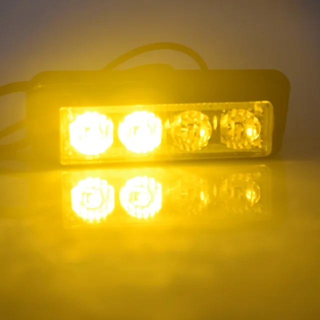 4 LED Red Blue Yellow White Car Police Lights Flash Truck Emergency