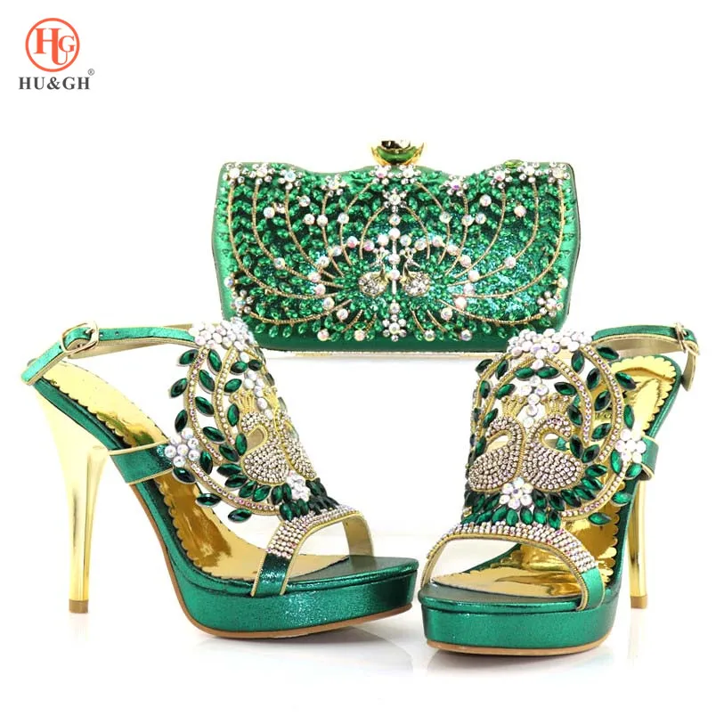 

Ladies Italian Wedding Shoes and Bag Set Green Color Italian Shoe with Matching Bag Set Nigerian Shoes and Bag Set for Party