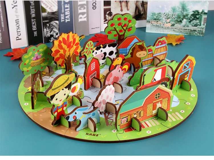 Детские DIY фермы/цирк/лес анимальсууден образовательные соединительные блоки, игрушки развивающие сборки творческие игрушки для детей