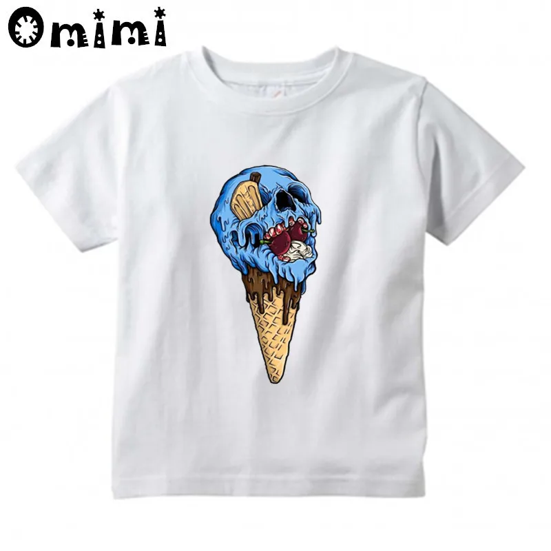 Детская летняя футболка с надписью I Love Icecream/арбуз милые топы коротким рукавом