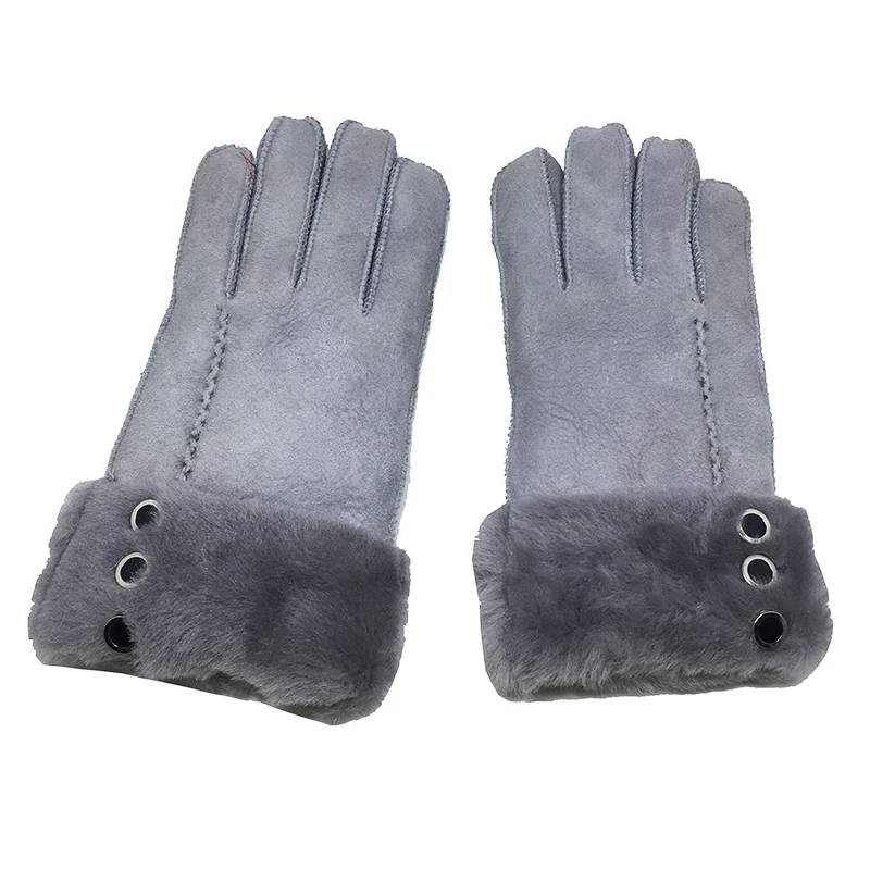 100% Pure Sheepskin Winter Gloves Women Real Cashmere Fur Warm Gloves Ladies Full Finger Genuine Leather mitten gloves Gift NM5
