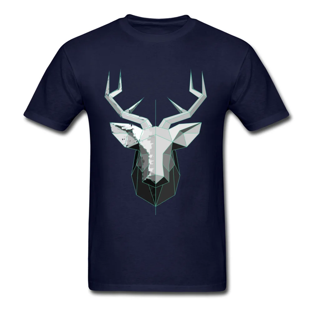 Deer Polygon 2018 Newest Short Sleeve Printed On T Shirt Pure Cotton Crew Neck Men Tees Geek Tee Shirt Summer/Autumn Deer Polygon navy
