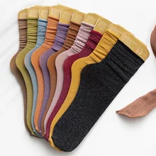 La MaxPa Длинные Носки ярких цветов женские удобные носки из хлопка забавные блестящие Meias Edge элегантные Heap Calcetines Mujer k1578
