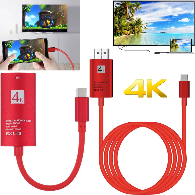 

4K USB-C Type C Phone Adapter HDMI Video Connect Cable for MacBook Lumia 950XL Samsung Note8 Note 9 10 S10 S9 S8 to TV Projector