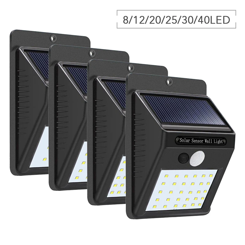 

8/12/20/25/30/40 LED Solar Lamps Solar Power PIR Motion Sensor Wall Light Outdoor Waterproof Street Yard Path Home Garden Lamp