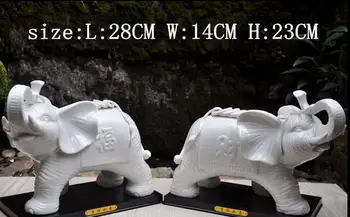 

Chinese DeHua White Porcelain Auspicious Wealth Elephant Coin Statue Pair
