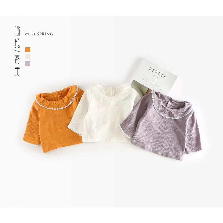 

Sweet Girls Blouse Children's Baby Girls Clothing Girls Tops Soft Linen Turn Down Collar Kids Blouse 0-4y Toddler Girl Clothing