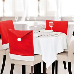 1 шт съемный Санта Red Hat Рождественские покрытия для стула украшения ужин стул Рождество Кепки наборы складной чехол на отельные стулья