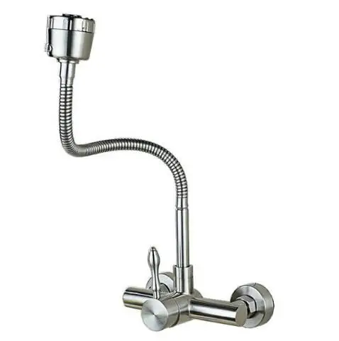 Wall Mounted Stream Sprayer Kitchen Faucet Single Handle 304