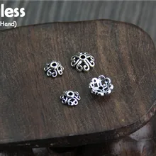 Uglyless Настоящее S925 серьги-подвески с цветочным украшением из чистого серебра хлопья аксессуары для бисероплетения ювелирных украшений Hand-Made полые цветочные бусины в этническом стиле выводов Bijoux(украшения своими руками