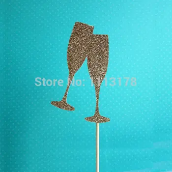 

glitter Champagne Glasses cupcake toppersBachelorette bridal baby shower toothpicks wedding birthday party decorations