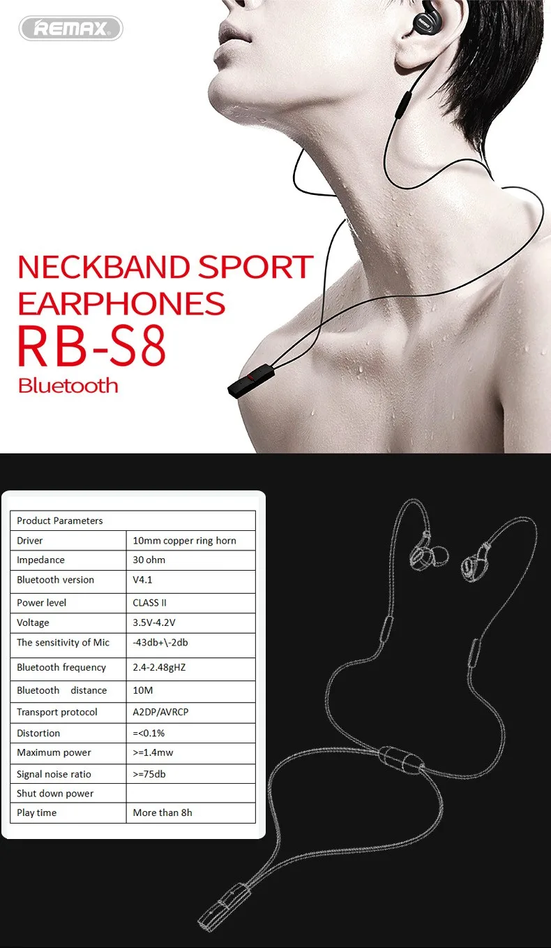 Remax Rb S8 Neckband Bluetooth 5 (1)