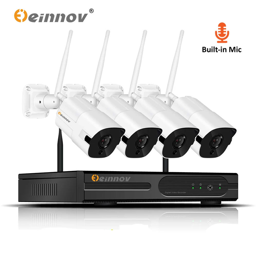 

Einnov 4CH Audio System Home Wireless Security Camera Wi-Fi Video Surveillance 2MP 1080P Kit IP Camera CCTV NVR Set Outdoor Wifi