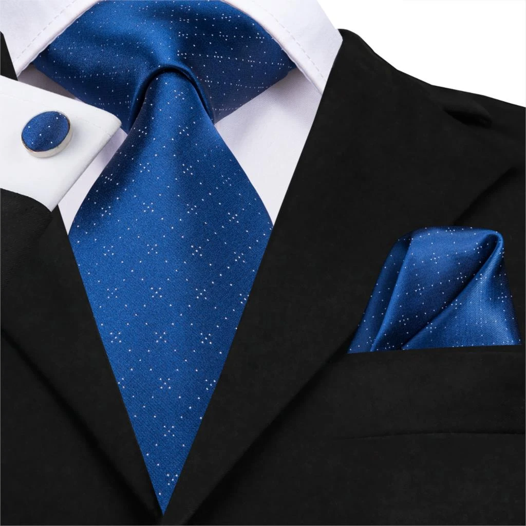 Dark Blue Plaid Classic Silk Necktie Tie Hanky and Cufflinks Set For Men Dark Blue Plaid Classic Silk Necktie Tie Hanky and Cufflinks Set For Men