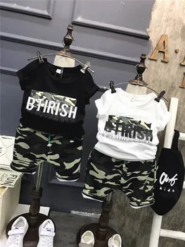 

Children boys outfits baby camouflage clothes letter t-shirt +camouflage pants 2 pcs/set summer Kids leisure Clothing