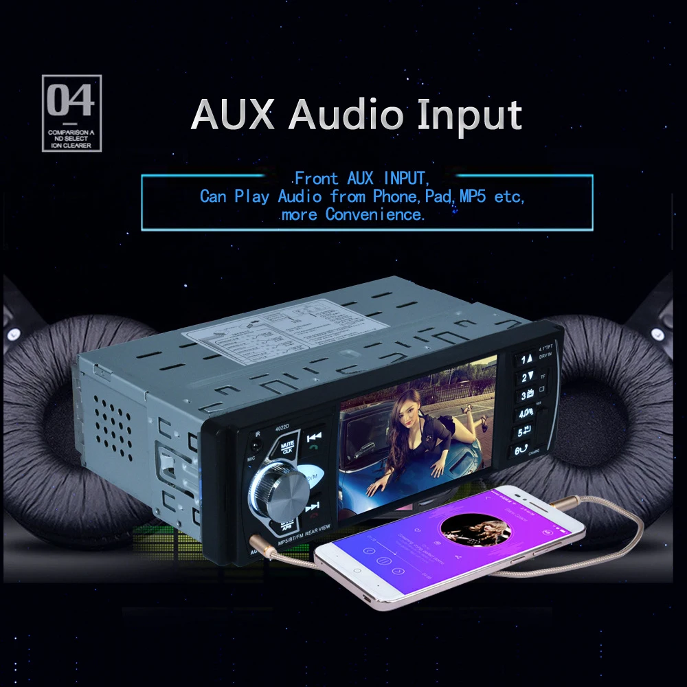 New 4.1 Inch Car MP5 Player Bluetooth TFT Screen Car Stereo Autorudio FM Station with USB SD Card AUX Rearview Image Input