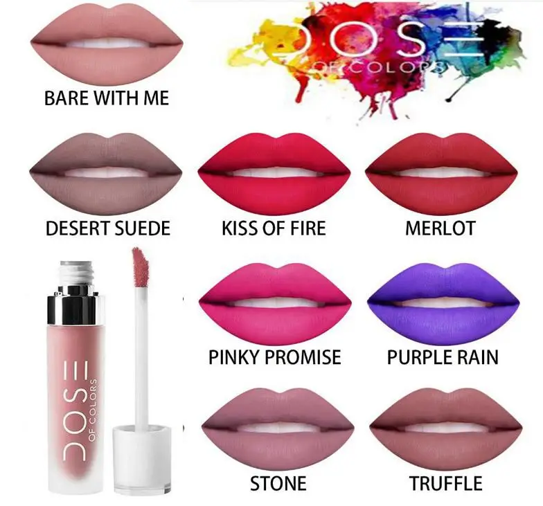 2016 Brand Long Lasting Liquid Lipstick DOSE OF COLORS Matte Liquid Lipstick Bare With Me BM160