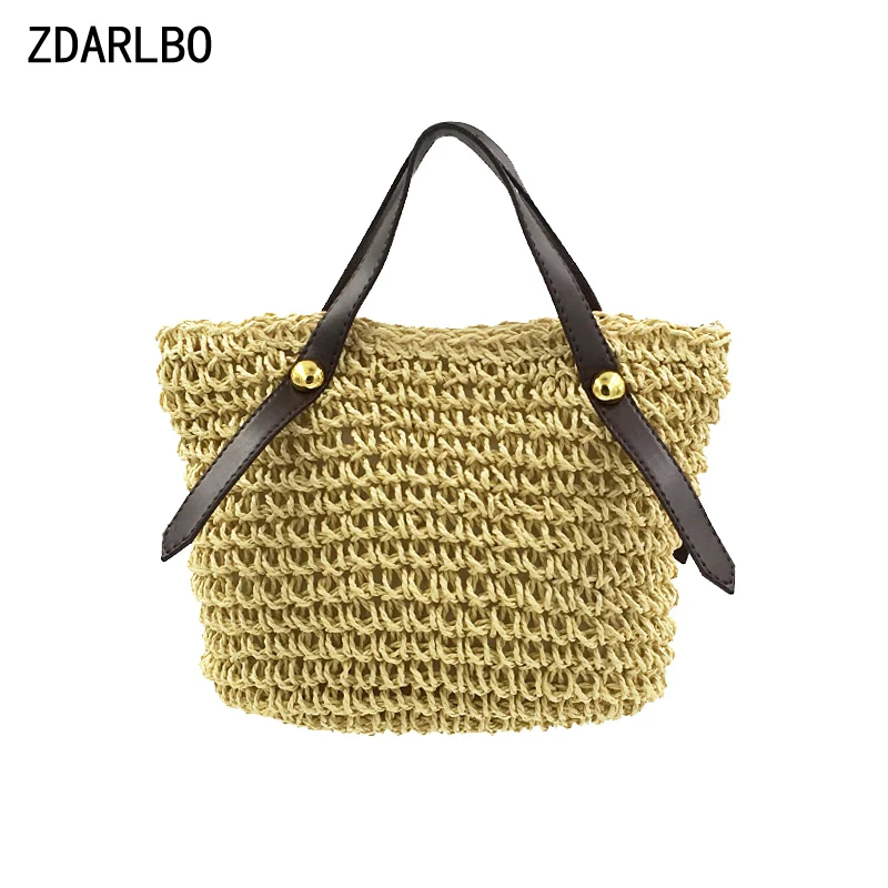

ZDARLBO 2018 New Hand-woven Women Handbag Bohemian Travel Female Straw Beach Bag Summer Casual Shopping Women's Tote