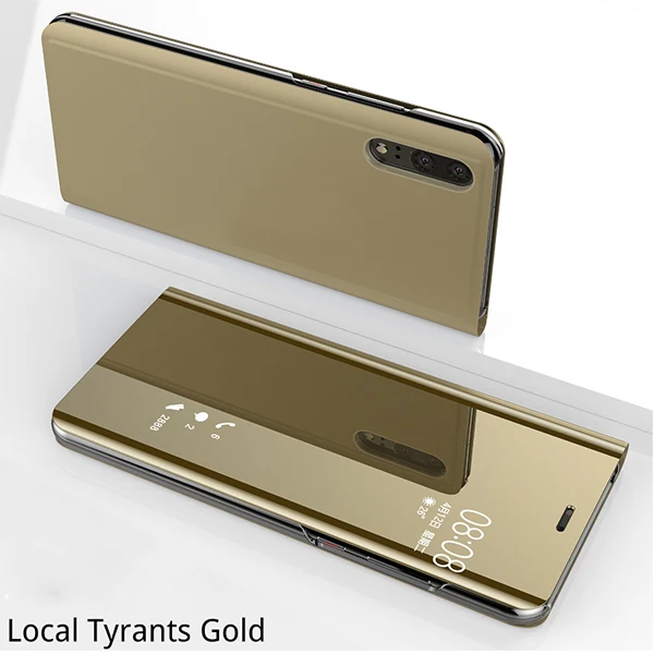 100 шт DHL Clear View Зеркало чехол для huawei Y9 P10 P20 Коврики 10 Honor покрытие кожаный флип чехол для huawei Коврики 20 Nova 4 - Цвет: Gold